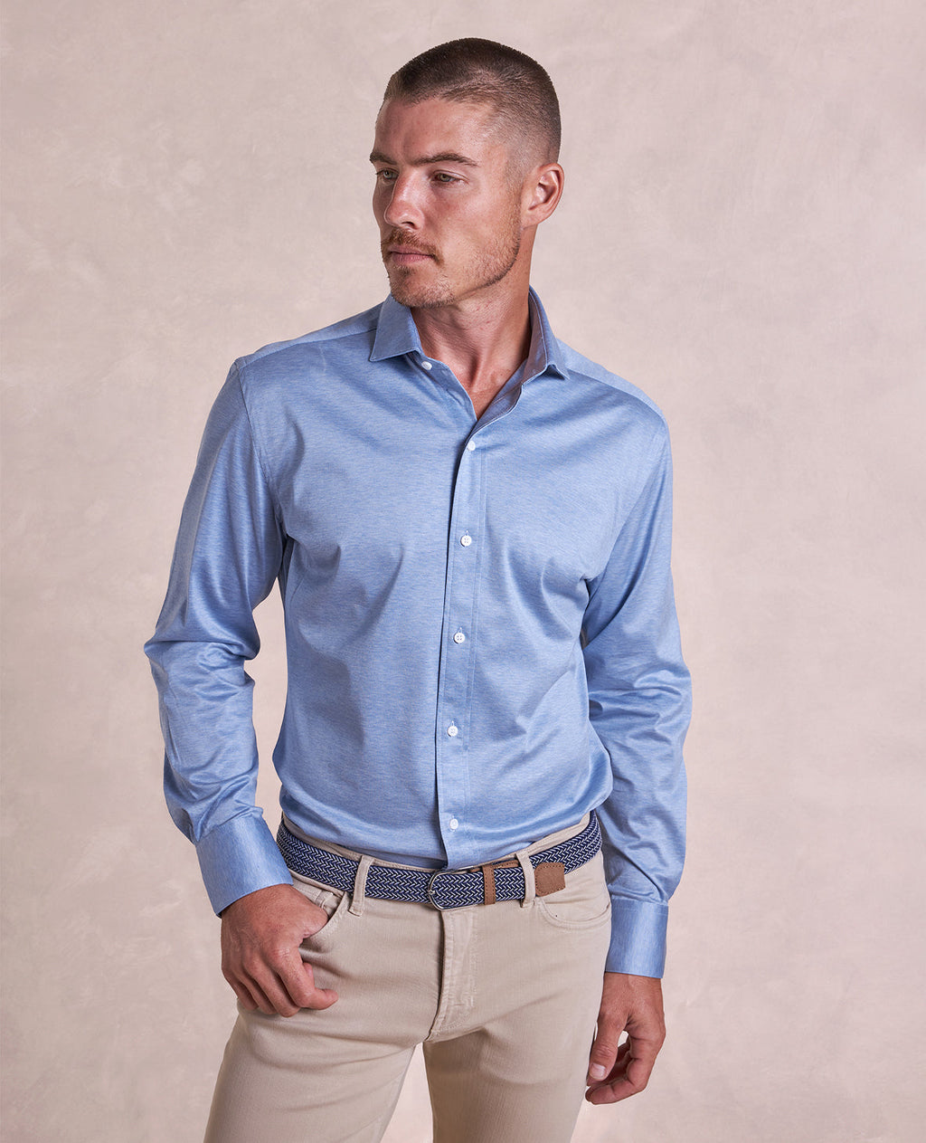 The Haydin - Luxe Jersey Knit Shirt - Blue